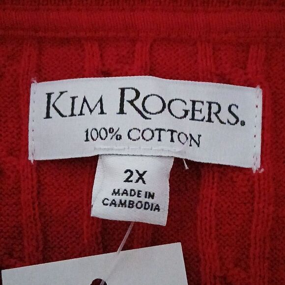 Kim Rogers ribbed cable crew long sleeve sweater holiday party Sz 2X NWT - Picture 6 of 7
